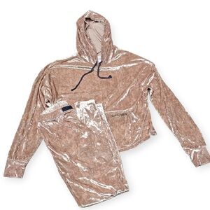 Spyder Light Pink Crushed Velvet Pajama/Loungewear Set with Hoodie and Pants